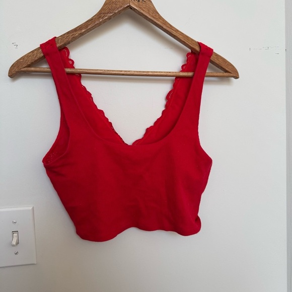 Aerie Red Lace Crop Top bralette S - Picture 3 of 4